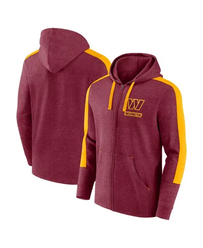 FANATICS MEN'S HEATHER BURGUNDY WASHINGTON COMMANDERS GAINS FULL-ZIP HOODIE