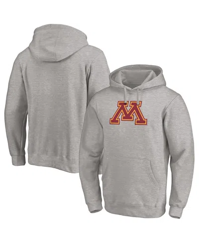 FANATICS MEN'S HEATHER GRAY MINNESOTA GOLDEN GOPHERS PRIMARY LOGO PULLOVER HOODIE