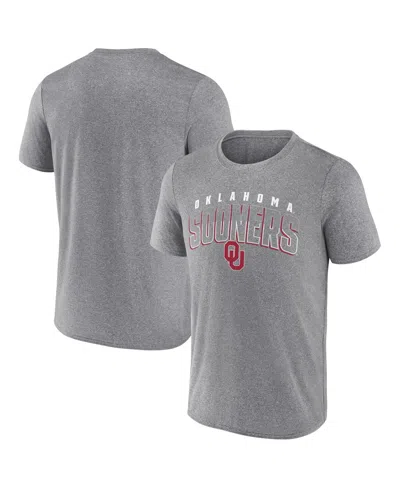 FANATICS MEN'S HEATHER GRAY OKLAHOMA SOONERS OUTLINE SPLIT T-SHIRT