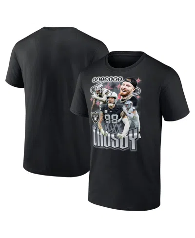 FANATICS MEN'S MAXX CROSBY BLACK LAS VEGAS RAIDERS NOTORIOUS PLAYER GRAPHIC T-SHIRT