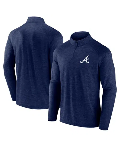 FANATICS MEN'S NAVY ATLANTA BRAVES HEAD-TO-HEAD RAGLAN QUARTER-ZIP JACKET