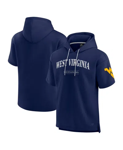 FANATICS MEN'S NAVY WEST VIRGINIA MOUNTAINEERS READY SHORT SLEEVE PULLOVER HOODIE
