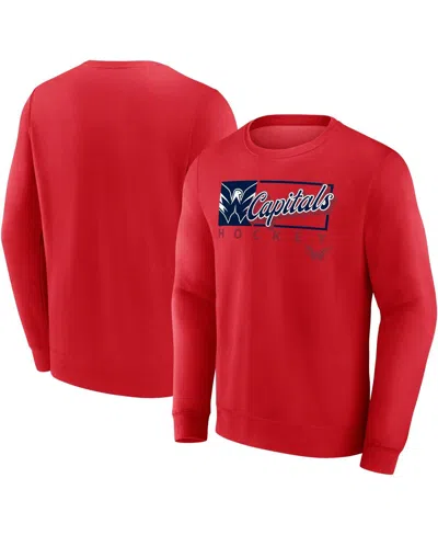 FANATICS MEN'S RED WASHINGTON CAPITALS FOCUS FLEECE PULLOVER SWEATSHIRT