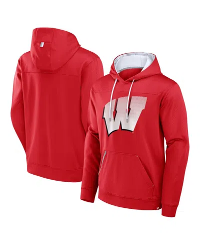 FANATICS MEN'S RED WISCONSIN BADGERS DEFENDER DOT FADED PRIMARY PULLOVER HOODIE
