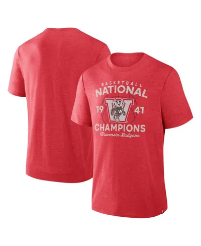 FANATICS MEN'S RED WISCONSIN BADGERS DYNAMIC SHOWDOWN TRI-BLEND T-SHIRT