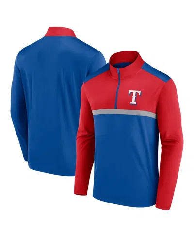 FANATICS MEN'S ROYAL TEXAS RANGERS UNSTOPPABLE QUARTER-ZIP TOP