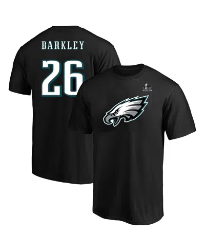 FANATICS MEN'S SAQUON BARKLEY BLACK PHILADELPHIA EAGLES SUPER BOWL LIX BIG TALL PLAYER NAME NUMBER T-SHIRT