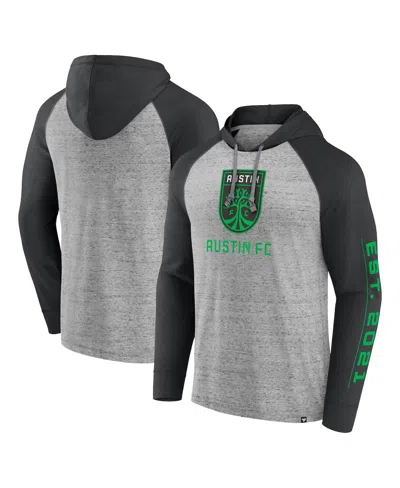 FANATICS MEN'S STEEL AUSTIN FC DEFLECTION RAGLAN PULLOVER HOODIE