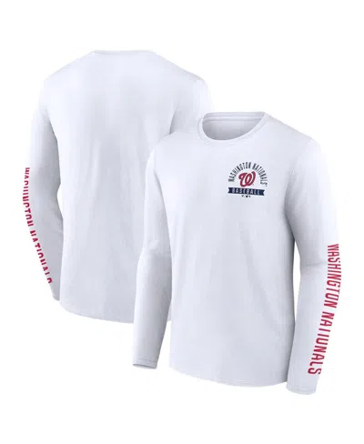 FANATICS MEN'S WHITE WASHINGTON NATIONALS PRESS BOX LONG SLEEVE T-SHIRT