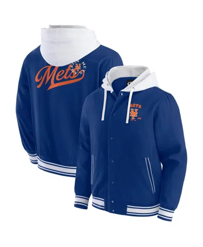 FANATICS MEN'SÂ ROYAL NEW YORK METS FULL-SNAP HOODED JACKET
