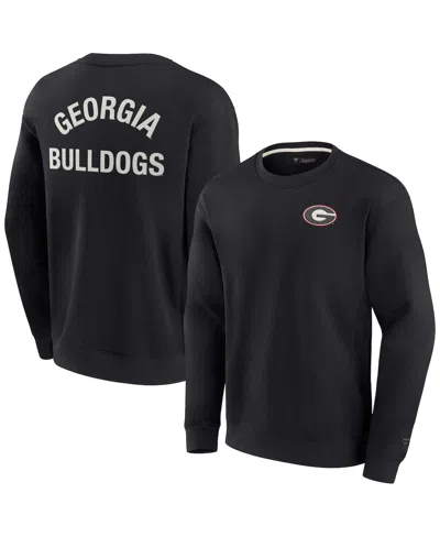 FANATICS SIGNATURE MEN'S AND WOMEN'S FANATICS SIGNATURE BLACK GEORGIA BULLDOGS SUPER SOFT PULLOVER CREW SWEATSHIRT