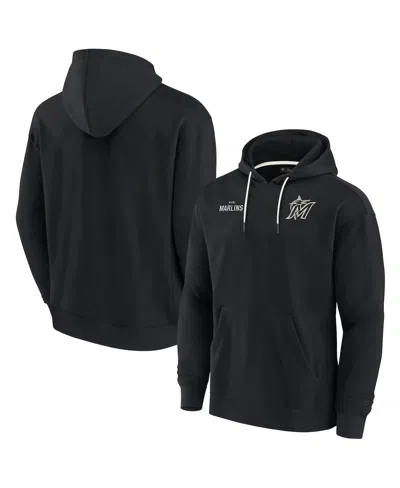 FANATICS SIGNATURE MEN'S AND WOMEN'S FANATICS SIGNATURE BLACK MIAMI MARLINS SUPER SOFT FLEECE PULLOVER HOODIE
