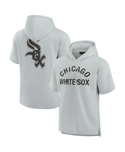 FANATICS SIGNATURE MEN'S AND WOMEN'S FANATICS SIGNATURE GRAY CHICAGO WHITE SOX SUPER SOFT FLEECE SHORT SLEEVE HOODIE