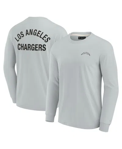 FANATICS SIGNATURE MEN'S AND WOMEN'S FANATICS SIGNATURE GRAY LOS ANGELES CHARGERS SUPER SOFT LONG SLEEVE T-SHIRT