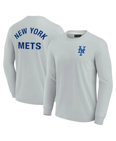 FANATICS SIGNATURE MEN'S AND WOMEN'S FANATICS SIGNATURE GRAY NEW YORK METS SUPER SOFT LONG SLEEVE T-SHIRT
