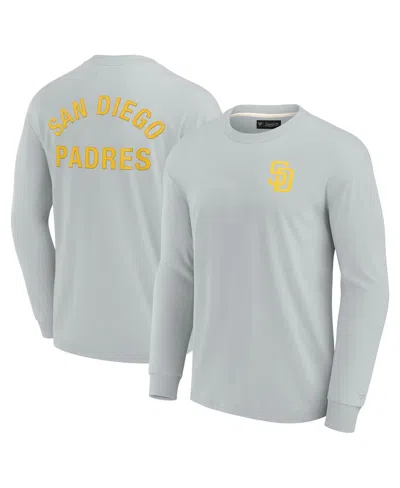 FANATICS SIGNATURE MEN'S AND WOMEN'S FANATICS SIGNATURE GRAY SAN DIEGO PADRES SUPER SOFT LONG SLEEVE T-SHIRT