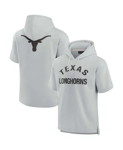 FANATICS SIGNATURE MEN'S AND WOMEN'S FANATICS SIGNATURE GRAY TEXAS LONGHORNS SUPER SOFT FLEECE SHORT SLEEVE PULLOVER HO