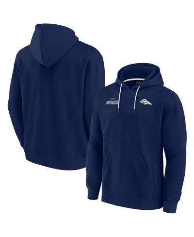 FANATICS SIGNATURE MEN'S AND WOMEN'S FANATICS SIGNATURE NAVY DENVER BRONCOS SUPER SOFT FLEECE PULLOVER HOODIE