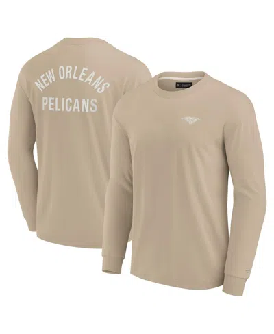 FANATICS SIGNATURE MEN'S AND WOMEN'S KHAKI NEW ORLEANS PELICANS ELEMENTS SUPER SOFT LONG SLEEVE T-SHIRT