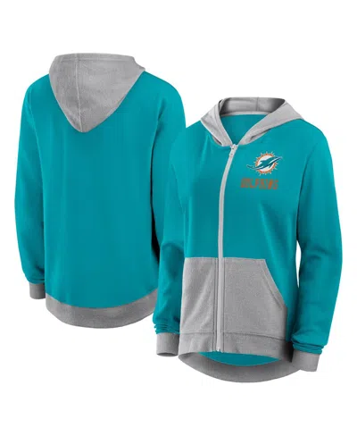 FANATICS WOMEN'S AQUA MIAMI DOLPHINS HIT IT FULL-ZIP HOODIE