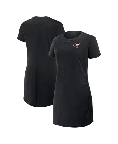 FANATICS WOMEN'S BLACK GEORGIA BULLDOGS RELAXED FIT DRAPE T-SHIRT DRESS