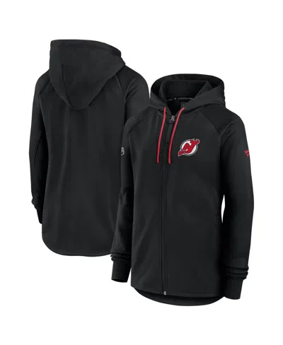 FANATICS WOMEN'S BLACK NEW JERSEY DEVILS AUTHENTIC PRO RINK FLEECE FULL-ZIP JACKET