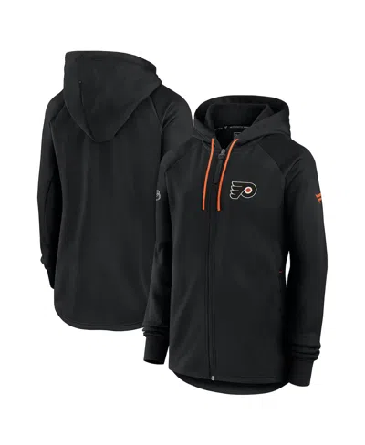 FANATICS WOMEN'S BLACK PHILADELPHIA FLYERS AUTHENTIC PRO RINK FLEECE FULL-ZIP JACKET