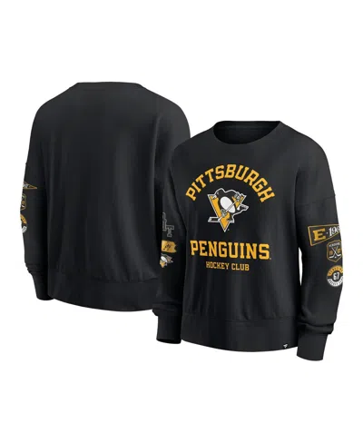 FANATICS WOMEN'S BLACK PITTSBURGH PENGUINS GO TEAM PULLOVER SWEATSHIRT