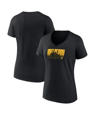 FANATICS WOMEN'S BLACK PITTSBURGH PIRATES YINZ READY V-NECK T-SHIRT