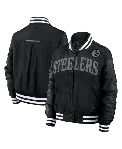 FANATICS WOMEN'S BLACK PITTSBURGH STEELERS ELEMENTS WAVE FULL-SNAP JACKET