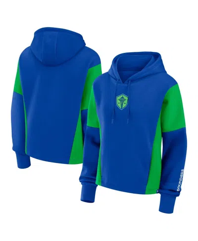 FANATICS WOMEN'S BLUE SEATTLE SOUNDERS FC OVERSIZED GOALKEEPER LEGACY PULLOVER HOODIE