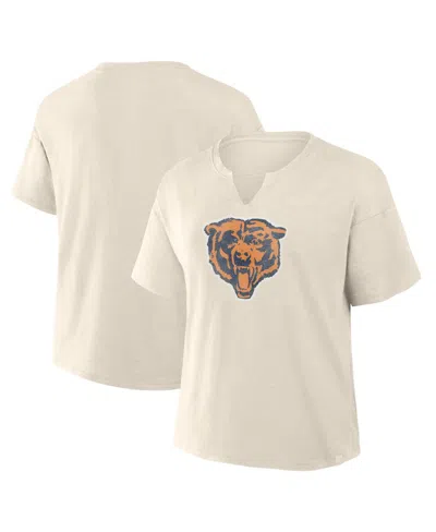 FANATICS WOMEN'S CREAM CHICAGO BEARS TRICK PLAY SLUB BOXY T-SHIRT