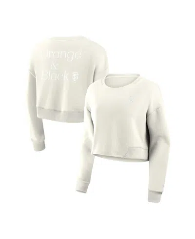 FANATICS WOMEN'S CREAM SAN FRANCISCO GIANTS RELAX STUDIO CROPPED PULLOVER SWEATSHIRT