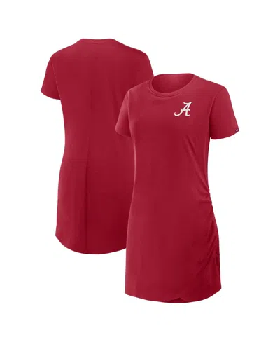 FANATICS WOMEN'S CRIMSON ALABAMA CRIMSON TIDE RELAXED FIT DRAPE T-SHIRT DRESS