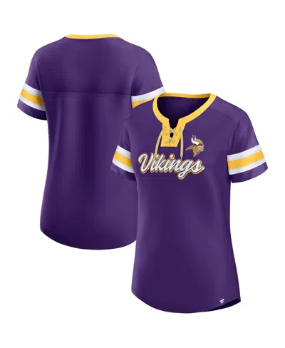 FANATICS WOMEN'S FANATICS PURPLE MINNESOTA VIKINGS ORIGINAL STATE LACE-UP T-SHIRT