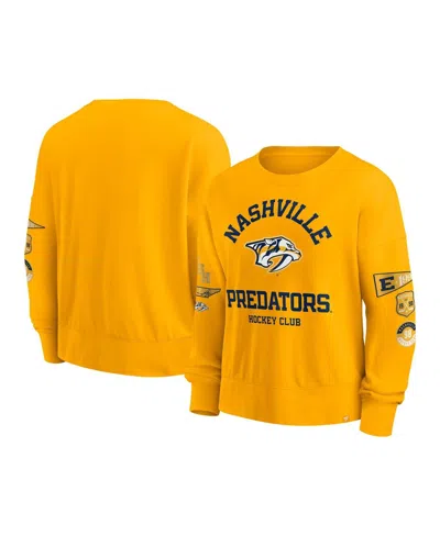FANATICS WOMEN'S GOLD NASHVILLE PREDATORS GO TEAM PULLOVER SWEATSHIRT