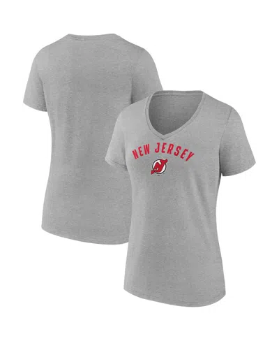 FANATICS WOMEN'S GRAY NEW JERSEY DEVILS V-NECK T-SHIRT