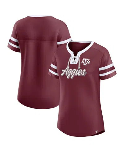 FANATICS WOMEN'S MAROON TEXAS A&M AGGIES ICONIC ATHENA LACE-UP T-SHIRT