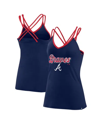 FANATICS WOMEN'S NAVY ATLANTA BRAVES GO FOR IT STRAPPY V-NECK TANK TOP