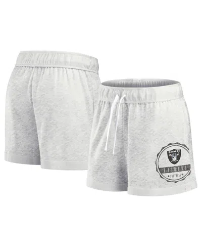 FANATICS WOMEN'S OATMEAL LAS VEGAS RAIDERS VINTAGE BADGE SHORTS