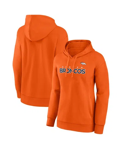FANATICS WOMEN'S ORANGE DENVER BRONCOS ICONIC COTTON FLEECE CHECKLIST PULLOVER HOODIE