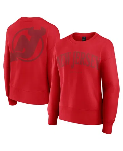 FANATICS WOMEN'S RED NEW JERSEY DEVILS ELEMENTS FLOW PULLOVER SWEATSHIRT