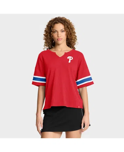 FANATICS WOMEN'S RED PHILADELPHIA PHILLIES CURL ROUTE T-SHIRT