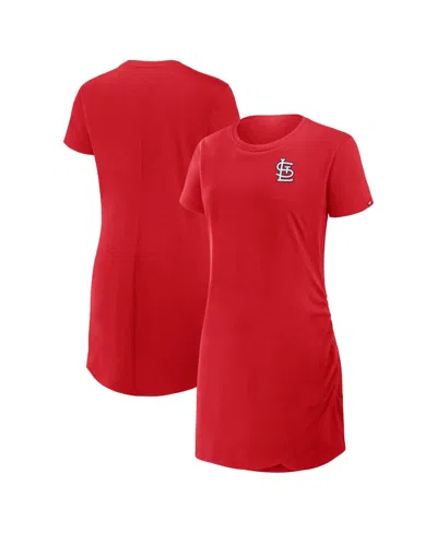 FANATICS WOMEN'S RED ST. LOUIS CARDINALS RELAXED FIT DRAPE T-SHIRT DRESS