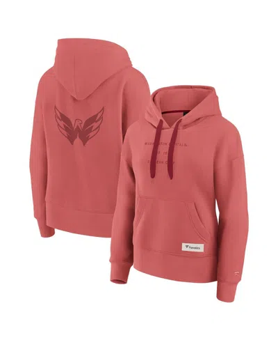 FANATICS WOMEN'S RED WASHINGTON CAPITALS ELEMENTS FUTURE GROUND SUBTLE TONAL PULLOVER HOODIE
