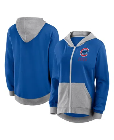 FANATICS WOMEN'S ROYAL CHICAGO CUBS HIT IT FRENCH TERRY FULL-ZIP HOODIE