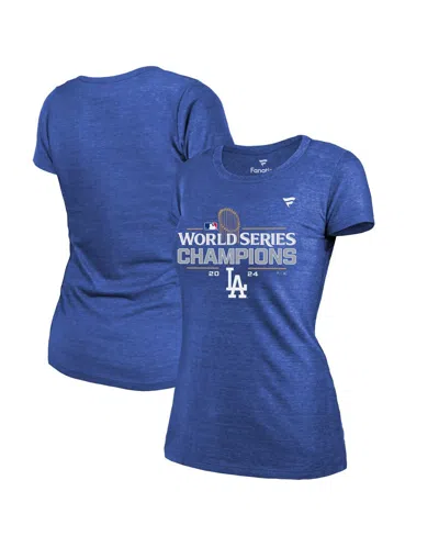 FANATICS WOMEN'S ROYAL LOS ANGELES DODGERS 2024 WORLD SERIES CHAMPIONS LOCKER ROOM TRI-BLEND T-SHIRT