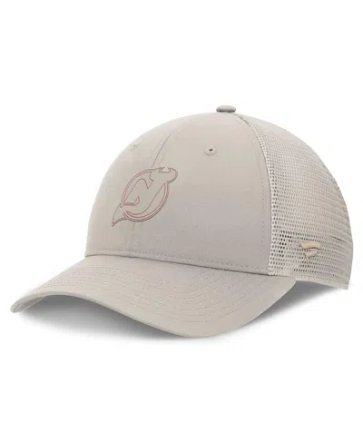 FANATICS WOMEN'S TAN NEW JERSEY DEVILS AUTHENTIC PRO ROAD TRUCKER ADJUSTABLE HAT