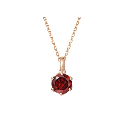FANCI ME WOMEN'S FANCI ME ROUND RED GARNET SOLID ROSE GOLD NECKLACE - RED & ROSE GOLD