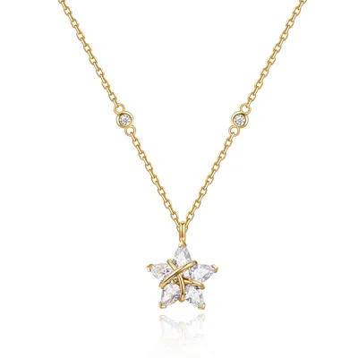 FANCI ME WOMEN'S GOLD / WHITE MS VEGA TWINKLING STAR ALPHA LYRAE STERLING SILVER NECKLACE - YELLOW